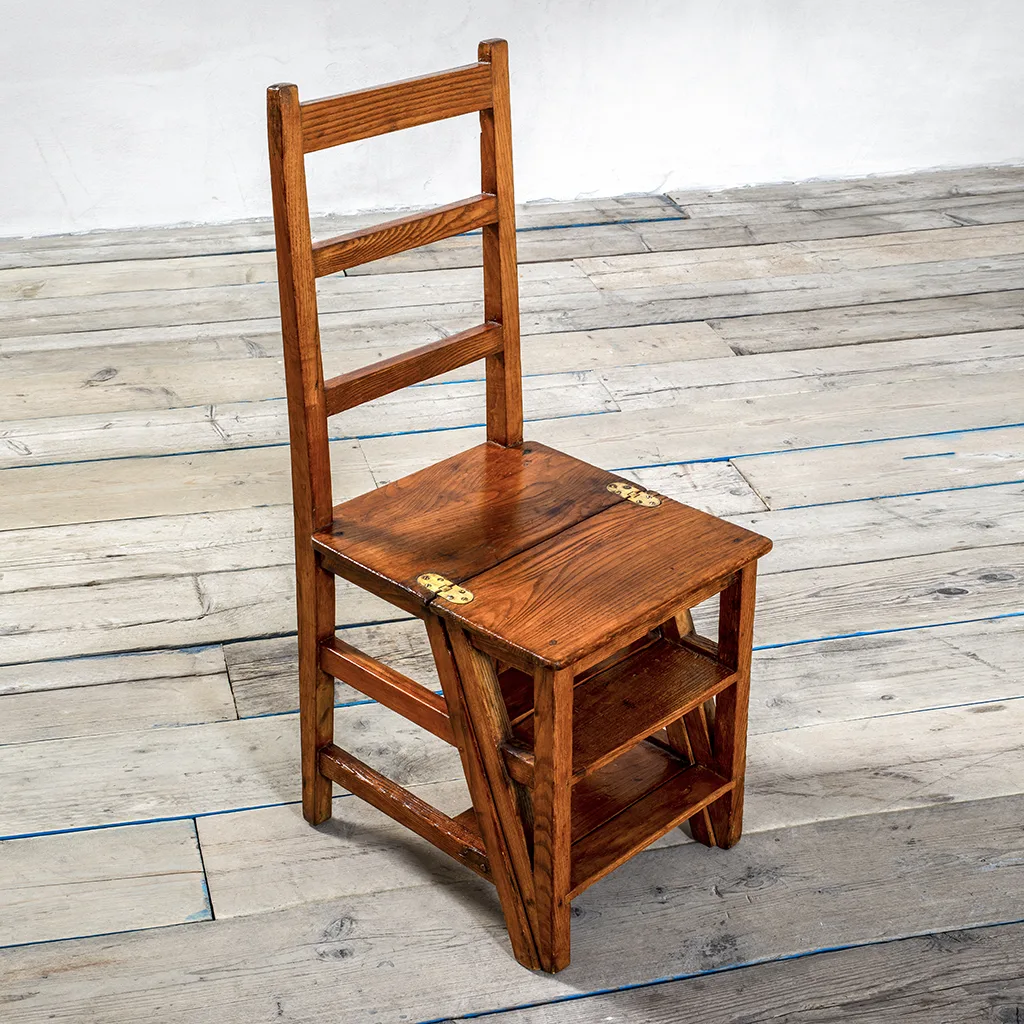 Sedia trasformabile in scaletta in legno di Gardella (attr.)