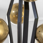 VENDUTO Lampadario Stilnovo con struttura in metallo e ottone e diffusori in vetro opalino
