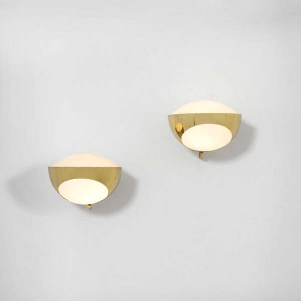 VENDUTO Coppia di lampade da parete modello 1963 in ottone di Max Ingrand per Fontana Arte