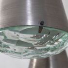 Lampadario con 3 pendenti in ottone nichelato e vetro a lente di Max Ingrand per Fontana Arte
