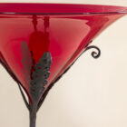 Vaso in vetro con piedistallo in ferro di Umberto Bellotto