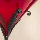 Vaso in vetro con piedistallo in ferro di Umberto Bellotto