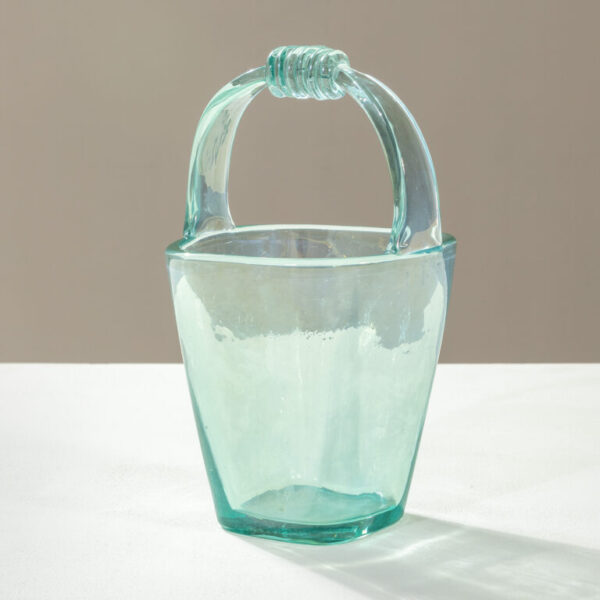 Raro vaso con manico di Flavio Poli per Seguso Vetri d'Arte